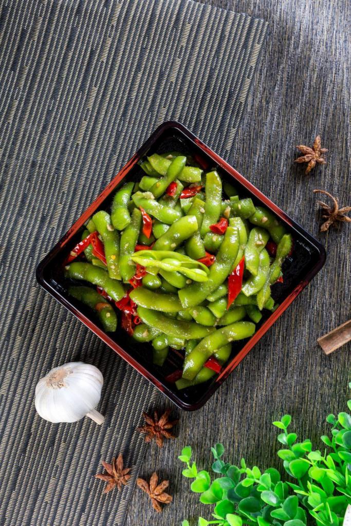 A7. Edamame · Boiled soybeans, lightly salted. Vegetarian.