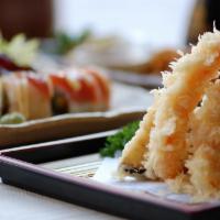 T2. Shrimp Tempura · Shrimp and assorted vegetables, battered and deep fried, served with tempura dipping sauce.