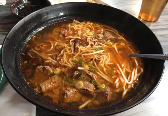 R6. Spicy Tantan Men · Ground pork, egg, miso paste, chili paste, Penutian Assamese peanut, woods ear, spinach, onions, green onions & bean sprouts
