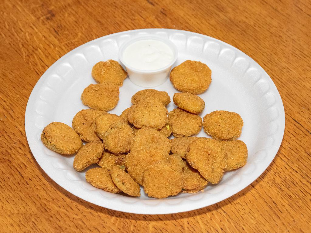 Fried Pickles  · Oval shaped dill pickles and ranch. 
