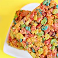 Sher-Birthday Dream Bar · Rainbow sherbet marshmallows melted and swirled with Fruity Pebbles cereal. 