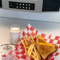 LF-7. Kid's Grilled Cheese Sandwich · Served with french fries, homemade potato chips or tater 