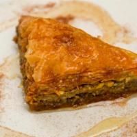 Baklava (with walnuts) · Crispy Phyllo dough, walnuts, butter, Cinnamon and Sugar