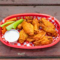 8 Jumbo Wings · Served with celery, carrots and ranch. Add bleu cheese for an additional charge.
