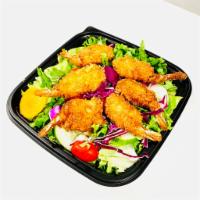 17. Jumbo Shrimp Salad · Jumbo Shrimps comes with Green Leaf  lettuce, tomato, carrot, cucumber, red cabbage, white s...