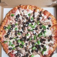 Vegetarian Pizza · Cheese,mushroom, onion, green pepper, and black olives.