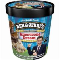 Ben and Jerry's Americone Dream Pint · Founded in fudge-covered waffle cones, this caramel-swirled concoction is the only flavor th...