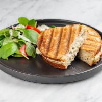 Tuna Melt · Tuna, Muenster Cheese, Sourdough Bread, Mixed Greens Salad, Home-Made Coconut Ranch