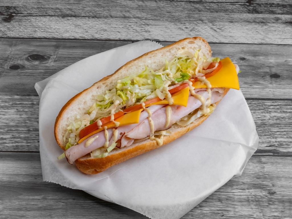 Turkey and Cheese · Comes with lettuce tomato cheese and papa joe dressing