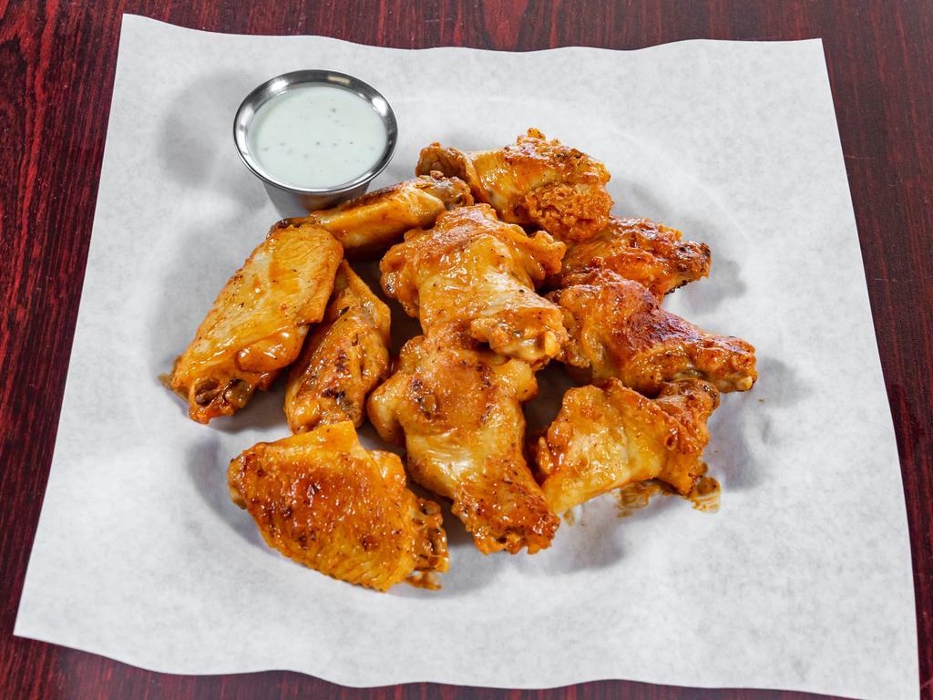 Buffalo Wings · Cooked wing of a chicken coated in sauce or seasoning.