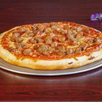 Meaty Special Pizza · Pepperoni, sausage, ham, meatball, ground beef.
