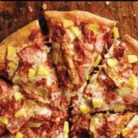 Original Crust Hawaiian Pizza · Ham, chicken, bacon, pineapple.