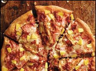 Original Crust Hawaiian Pizza · Ham, chicken, bacon, pineapple.