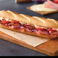 Ham and Cheese Sub · Ham. provolone cheese, tomatoes, red onions and mayo.