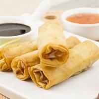 1 Piece Roast Pork Egg Roll · Cooked over dry heat.  Crispy dough filled with minced vegetables.