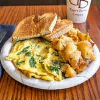Florentine Omelette · Baby spinach and feta cheese. Served with Yukon Gold Home Fries and Toast