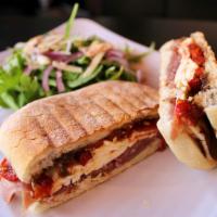 Steve's Favorite Panini · Prosciutto with fresh mozzarella and roasted red peppers.