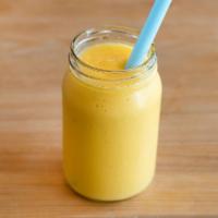 Mango Sunshine · Mango, Orange, Banana
(currently low on mangos, so in replacement it’s a pineapple, peach, m...