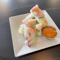 SALAD ROLLS (V)(GF) · Gluten-free. Vegan. Lettuce, carrots, rice noodles, cucumber, and basil wrapped in soft rice...