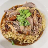 DUCK NOODLE · Rice, noodles, bok choy, and grilled duck topped with special marinated sauce.