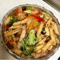 Pasta Primavera · Broccoli, Mushrooms, Peppers, Onions, with Choice of Spaghetti or Ziti and choice of Marinar...