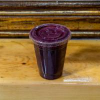 Purple Monster Smoothie · Banana, blueberries, orange juice, honey, vanilla and extract.