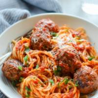 spaghetti And Meatballs ( 4 pieces meatball and spaghetti side order) · 4 pieces meatball and spaghetti