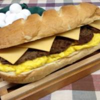 Steak Eggs and Cheese Sandwich · Strips of beef, eggs, cheese. Choose your bread,.white,rye,ww,multigrain, bagel, English muf...