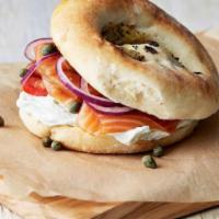 Bialy With Cream Cheese, Red Onions, Tomatoes And Capers  · 