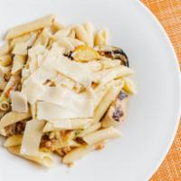 Mediterranean Pasta with Grilled Vegetables · Penne with grilled squash and zucchini, roasted artichoke hearts, fresh tomatotossed with ol...