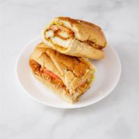 7. Chicken Cutlet Combination Sandwich · Lettuce, tomato and chipotle mayo dressing on hero.