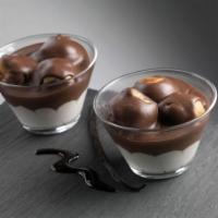 Profiteroles (Cup) · Cream puffs surrounded by vanilla and chocolate cream