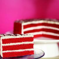Red Velvet Cake (Slice) · A red hued chocolate layer cake, filled and iced with a smooth cream cheese frosting, finish...