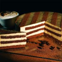 Cappuccino Cake (Slice) · Alternating layers of espresso drenched chocolate sponge cake and coffee cream, decorated wi...