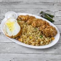 F3. 4 Piece Chicken Wing Platter · w/choice of Rice/Noodles &Garlic Bread