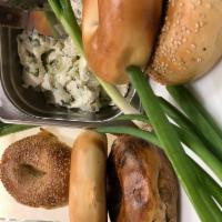 Scallion Cream Cheese · Your choice of bagel toasted and spread with our sharp and peppery-flavored scallion cream c...