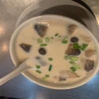Tom Kha Soup · Mushrooms and coconut milk broth.