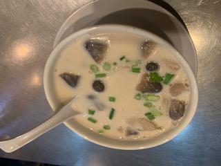 Tom Kha Soup · Mushrooms and coconut milk broth.