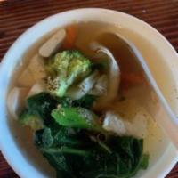 Vegetable and Tofu Soup · Mixed vegetables and tofu in clear broth. Vegetarian.