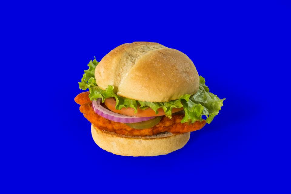 3. Buffalo Chicken Sandwich · Our hand-breaded chicken tenders, spun in Buffalo sauce and stacked on a fresh, sourdough bun.