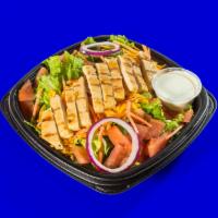 Philly Chicken Salad · A bed of leafy lettuce topped with our Seasoned and Shaved Chicken Breast and your choice of...