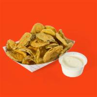 Fried Dill Pickles · Hand-battered to order dill chips. Try them with our house-made ranch.