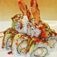Ebiten Roll · Shrimp tempura, tamago, avocado and cucumber.