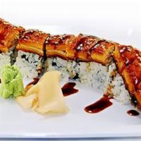 Great Eel Roll · Crab, avocado and cucumber topped with smoked eel.