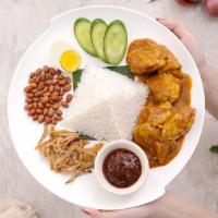 (R2) Nasi Lemak with Curry Chicken (椰浆饭配咖喱鸡) · A renowned Malaysian classic, this dish consists of infused steamed coconut rice served with...