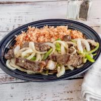 Beef Stir Fry · Sliced steak saute with green pepper, onion and mushroom. Served with rice and garlic toast ...
