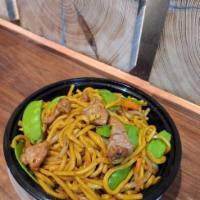 BEEF LOMEIN · Lomein noodles w. Beef and veggies, wanted w. Chef savory sauce