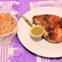Quarter Dark Chicken Combo 1 side · 1/4 Chicken Rotisserie with Green tomatillo sauce and a side order of your choice