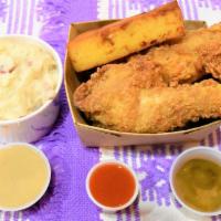 3 Pieces Chicken Combo 1 side · all natural 3 pieces Crispy Fried Chicken served with jalapeno vinegar and hot sauce with on...