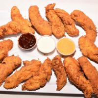 15 Pieces Fingers · all Natural 15 pieces Chicken  fingers served with homemade Dipping sauce of your choice.